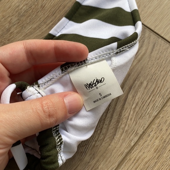 Mossimo Target Olive Green & White Stripe Bikini S - Picture 2 of 4
